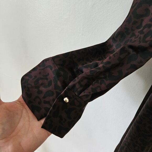 NEW Scoop Wrap Side Tie Mini Dress XXL 20 Brown Leopard Print Satin NWT - Picture 6 of 8